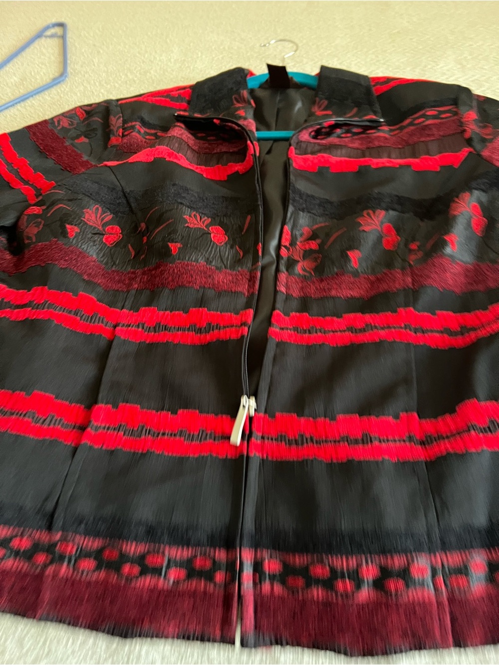Multiples Black Jacket with Red Striped Embroidery